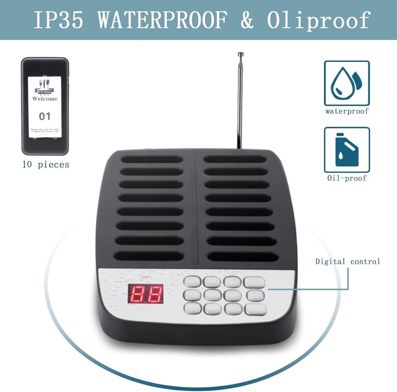 YYCALLING Store Restaurant Pager,Pagers for Restaurants 10 Guest Pagers,Buzzers Social Distancing, 98 Chanels with Vibration, Flashing and Buzzer for Food Truck, Restaurant, Food Court - Image 2